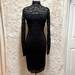 Black body on lace dress with cutout back